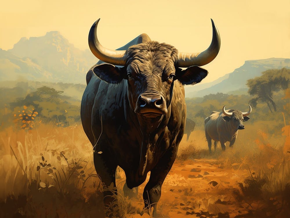 African Buffalo Herd Realism 1