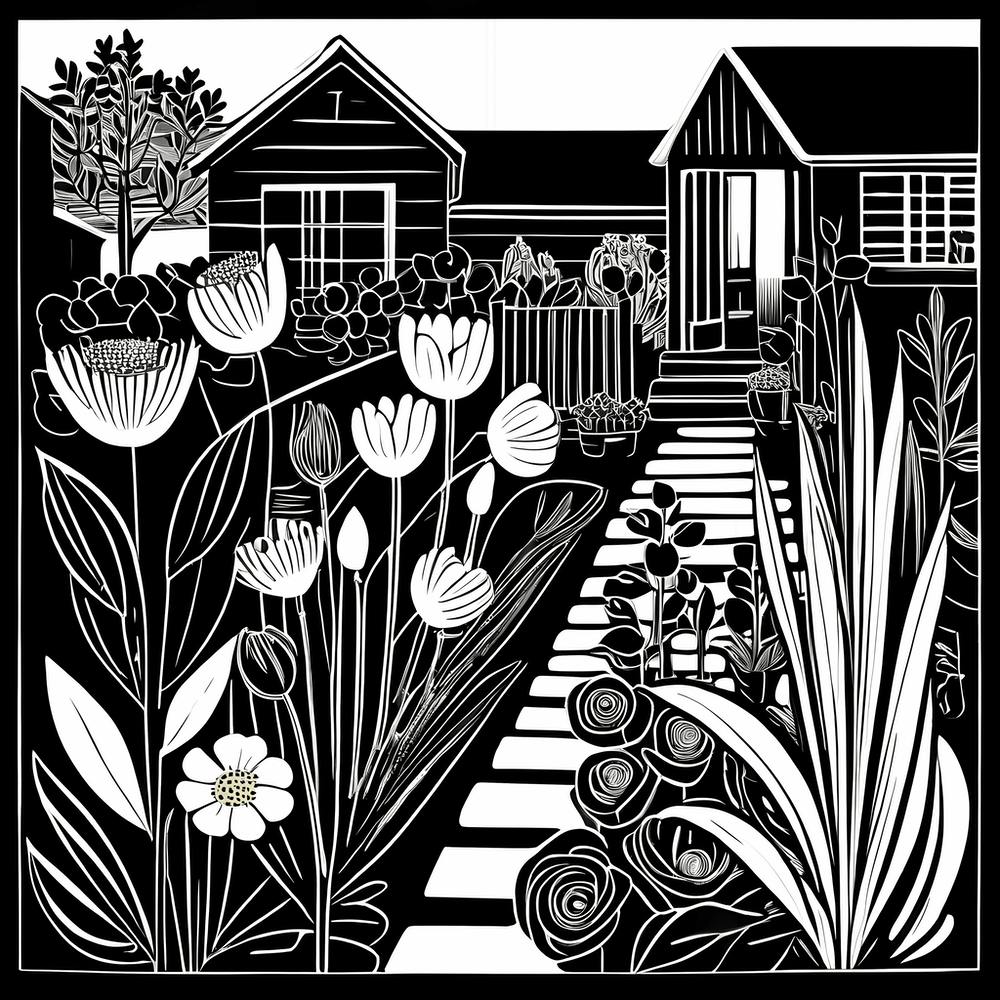 Lion cut inspired Black and white Garden plants & flowers art, Gardening art, Garden 203