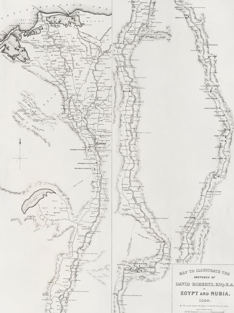 Map To The Sketches In Egypt And Nubai Illustration By David Roberts (1796–1864)