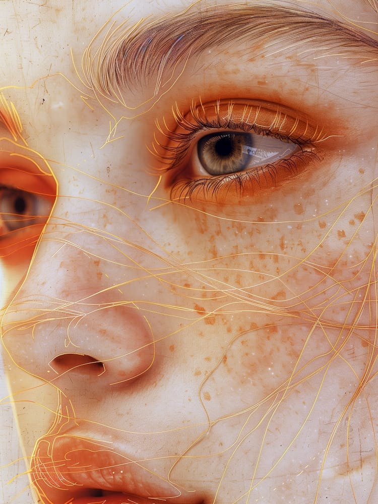 Abstract Of A Woman'S Face Extraordinary femininity woven with threads of gold 10