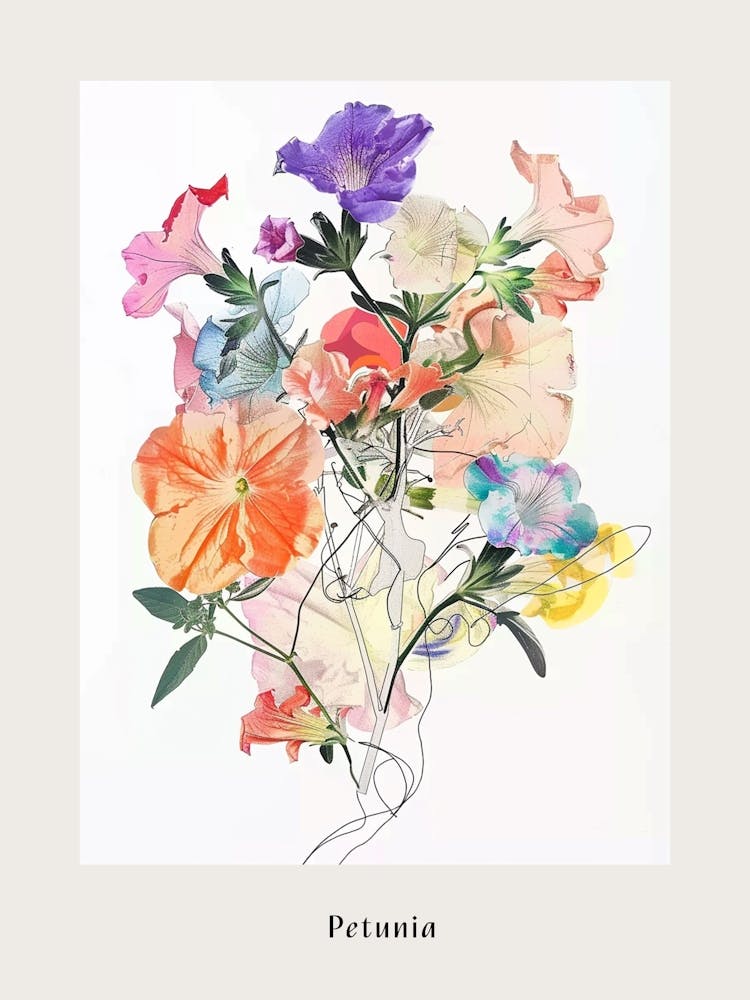 Petunia 1 Collage Flower Bouquet Poster