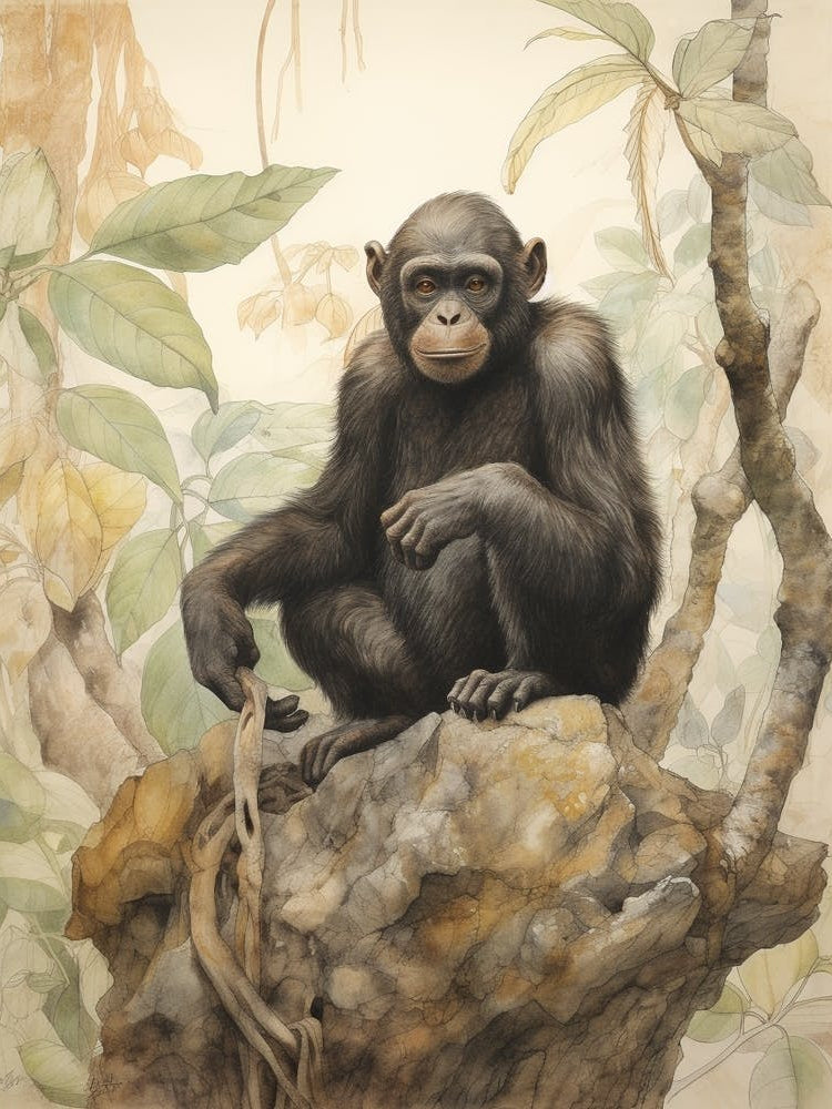 Storybook Animal Watercolour Bonobo 4