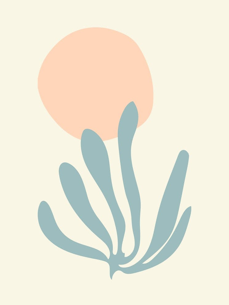 Matisse inspired Blue and Peach Leaf Cutout