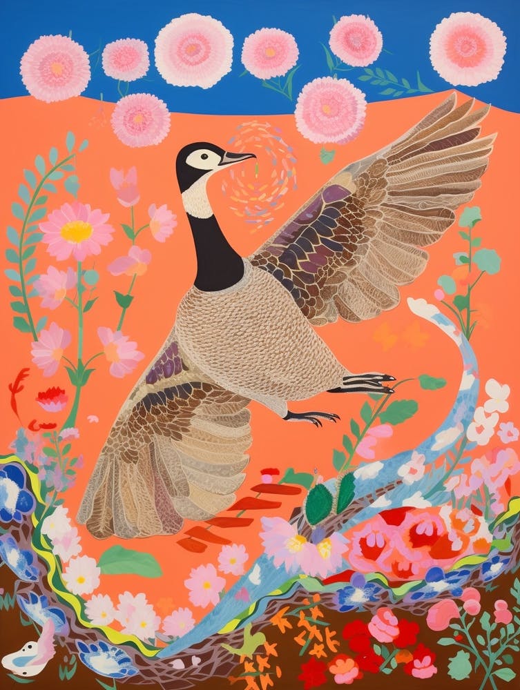 Maximalist Bird Painting Canada Goose 4