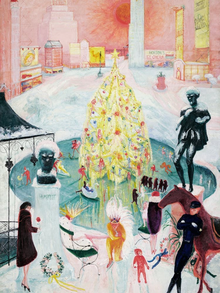 Vintage Pink Christmas Scene