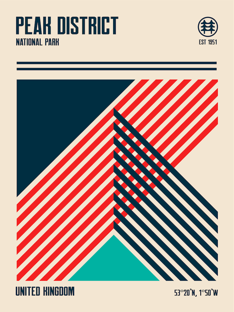 Peak District National Park Retro Travel Print