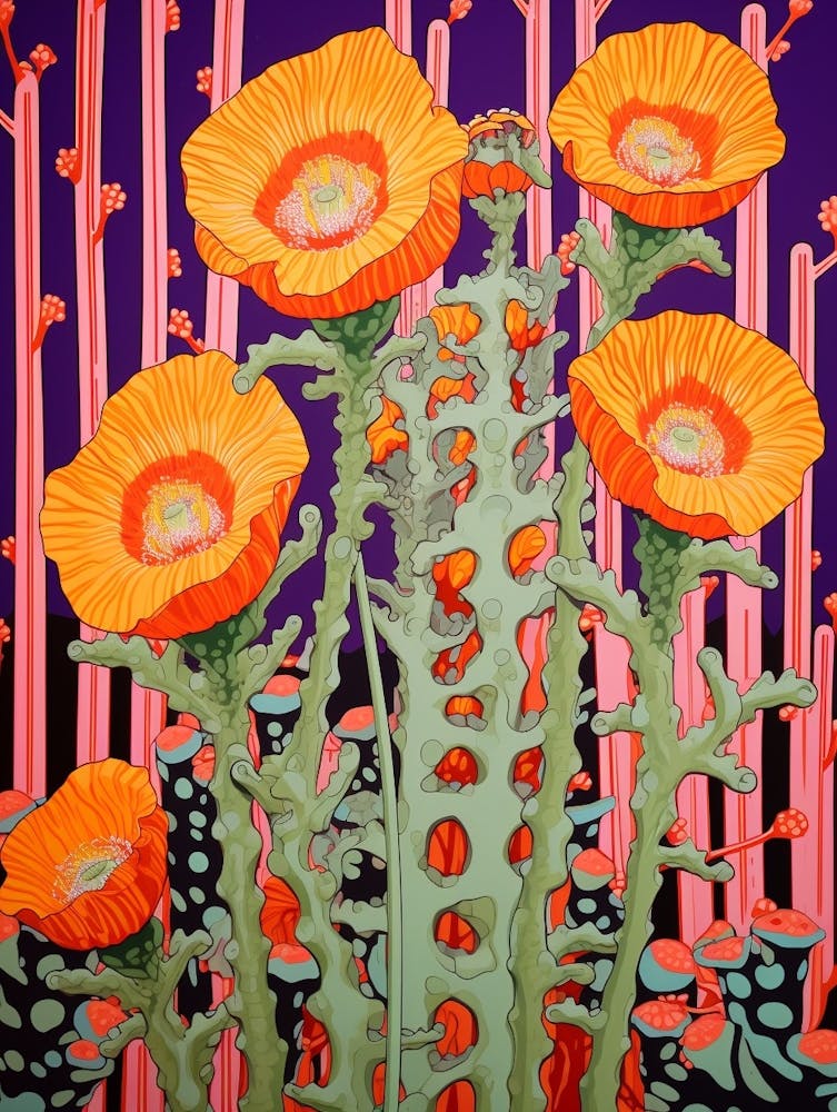 Mexican Style Cactus Illustration Devils Tongue Cactus 1