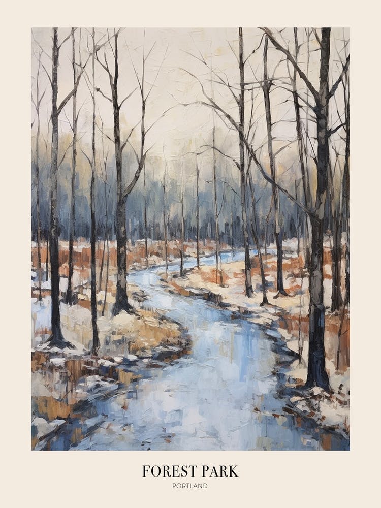 Winter City Park Poster Forest Park Portland United States 4
