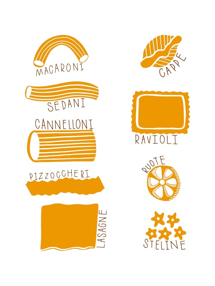 Italian Pasta Home Decor Poster, Kitchen Wall Art, Italy Food Gift, Pasta Lover Gift