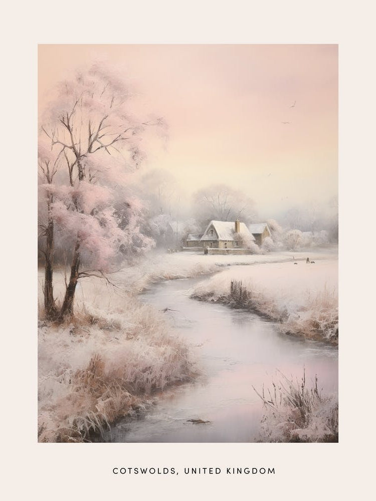 Dreamy Winter Painting Poster Cotswolds United Kingdom 4