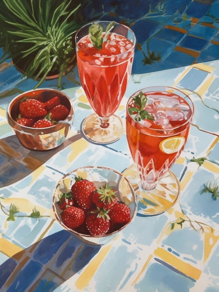 Strawberries And Cocktails In The Summer Sun 3