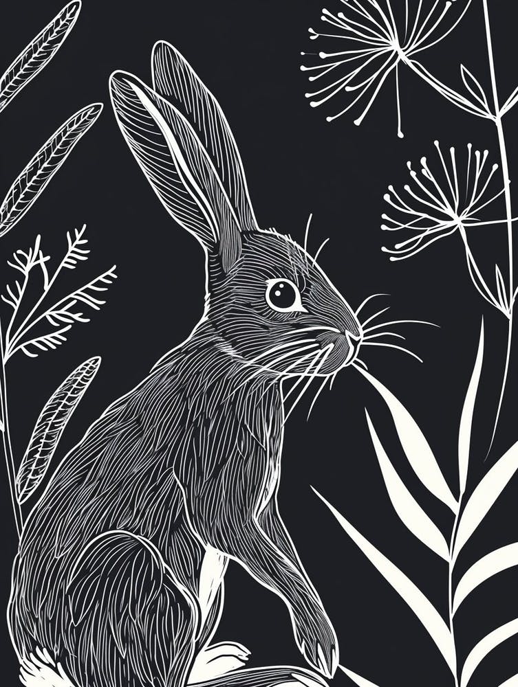 Chinchilla Rabbit Minimalist Illustration 2