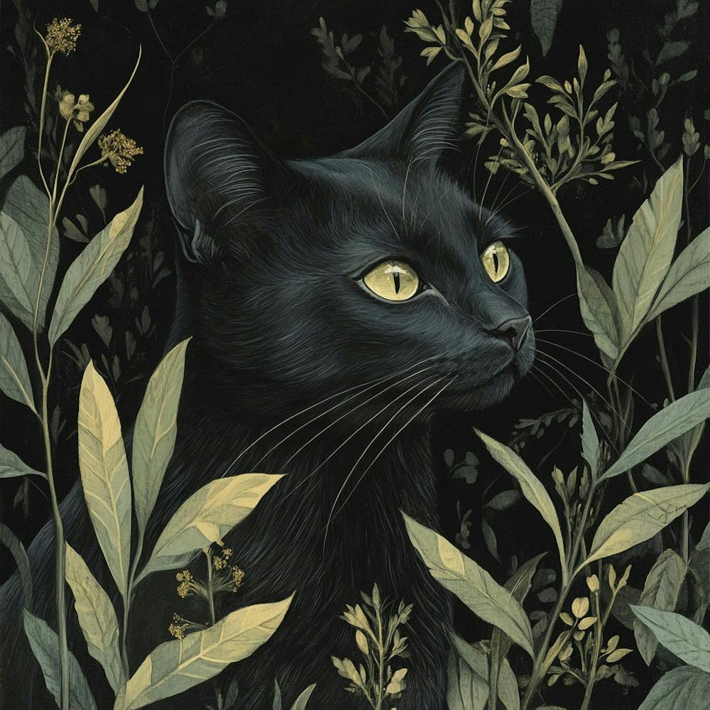 Black Cat In The Forest