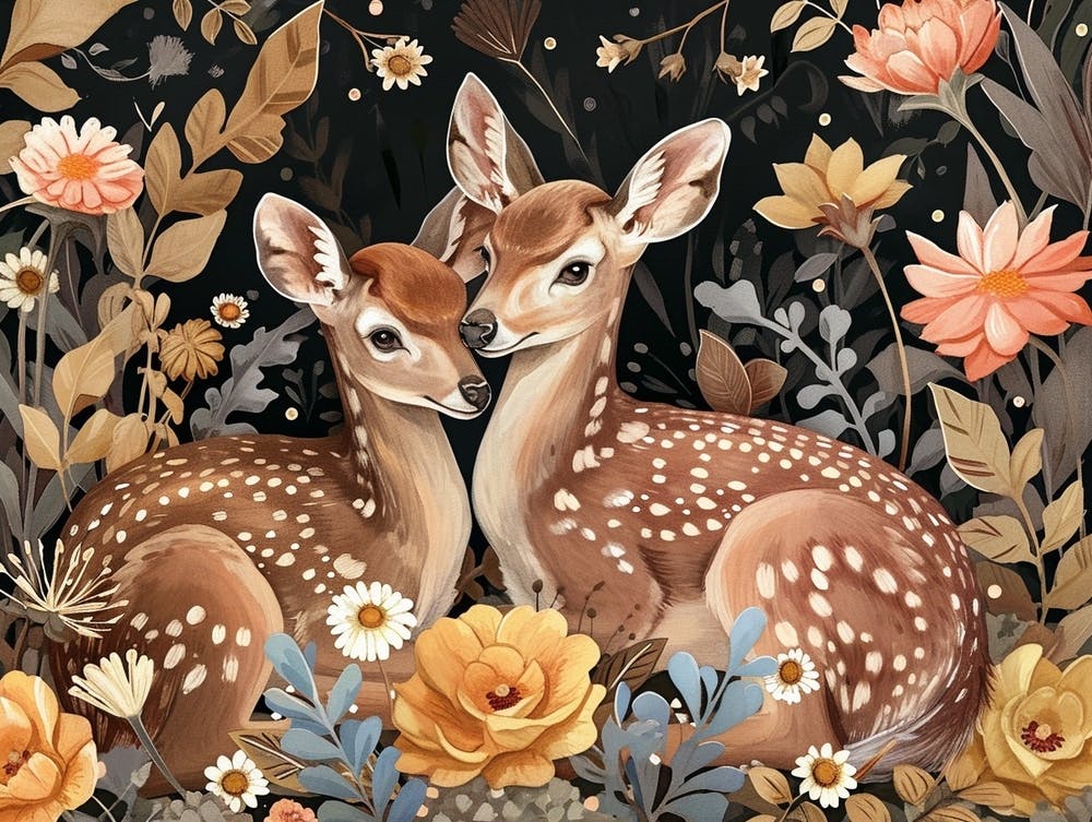 Floral Animal Illustration Deer 8