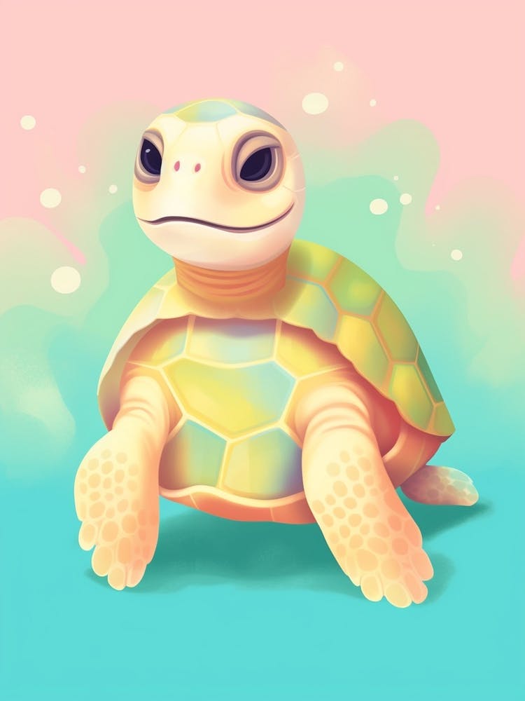 Dreamy Sea Turtle Digital Illustration 2