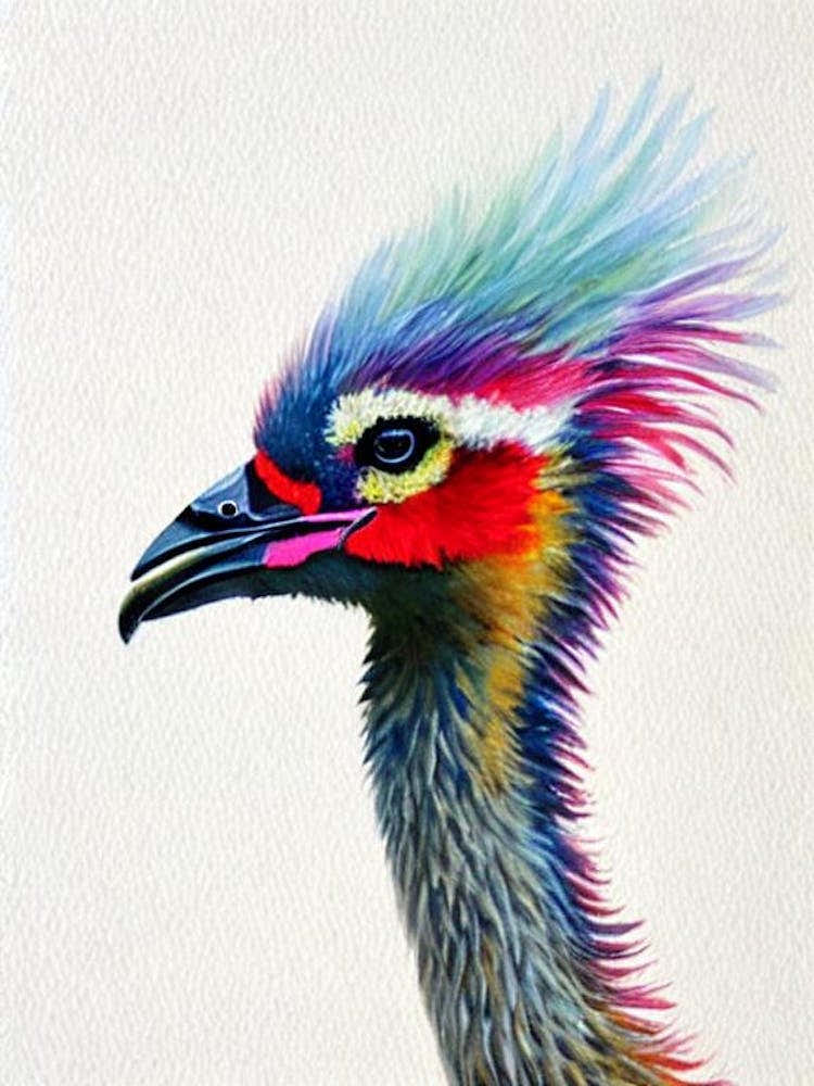 Emu Watercolour Bird