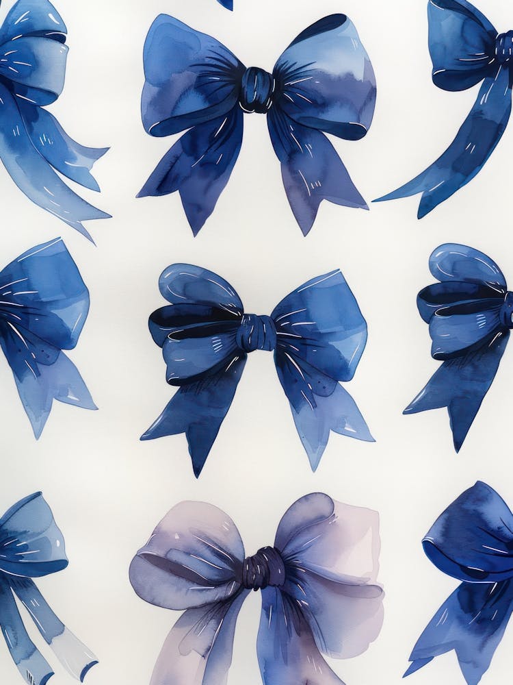 Blue Lace Bows 4 Pattern
