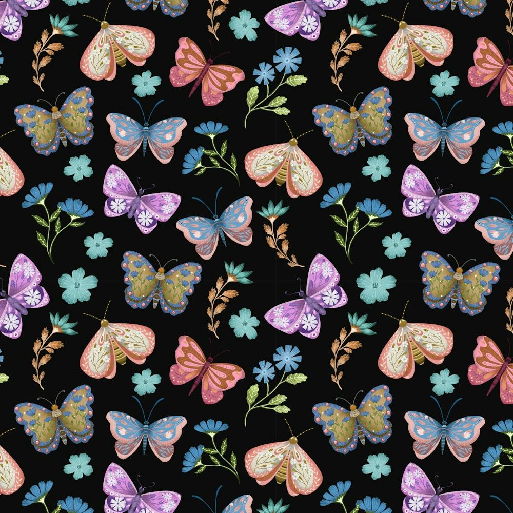Colorful summer butterfly with flowers
