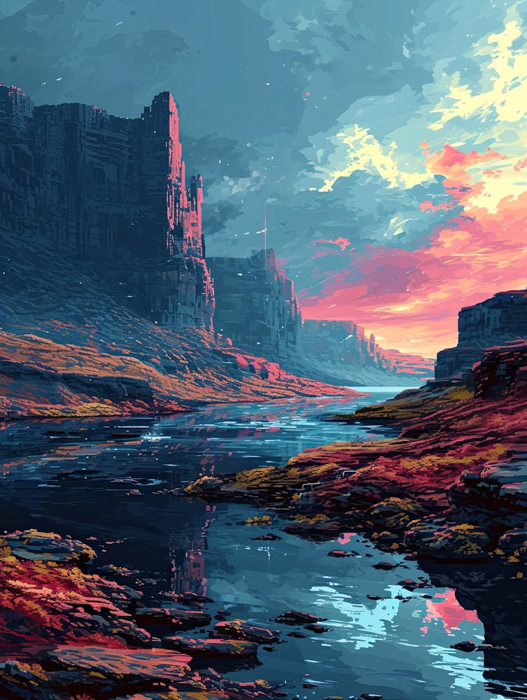 Sunset In The Desert | Pixel Art Series