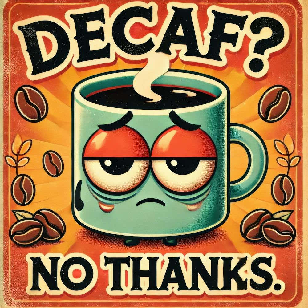 Decaf? No Thanks. Kitschy Kitchen Art Series