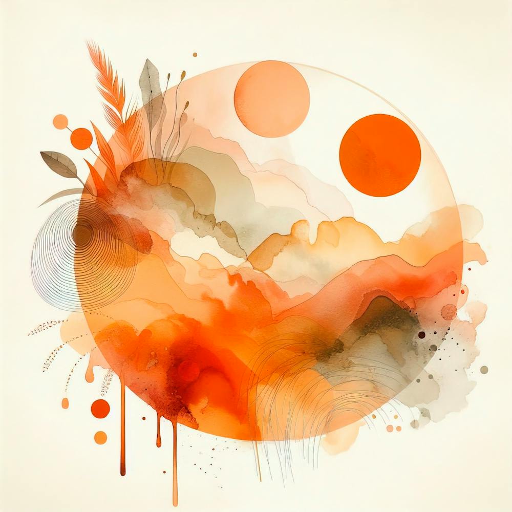 stract Watercolor Orange Sage Orange Olive Light Orange Art Background