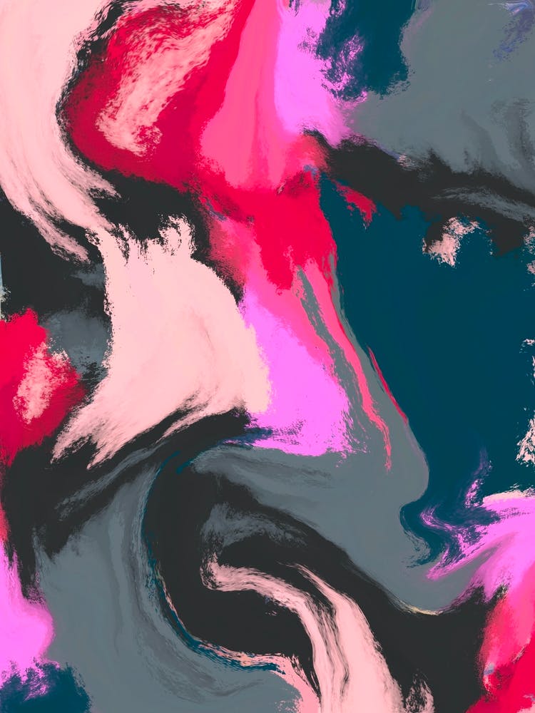 Rose And Blue And Gray Marble Abstract Painting