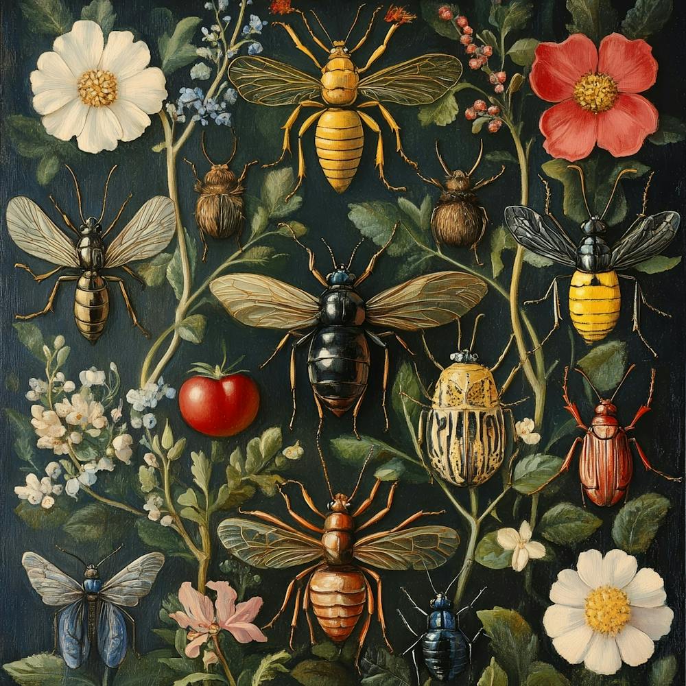 Bees And Flowers Art