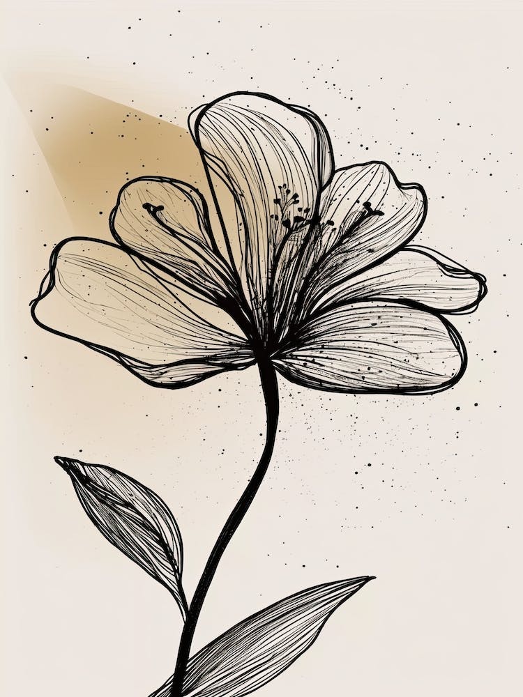 Lilies Line Art Flowers Illustration Neutral 10