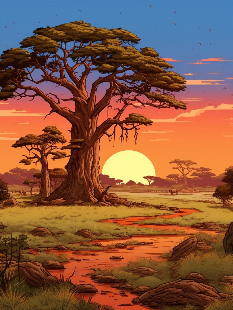 Paysage de Savane - Pixel Art 1