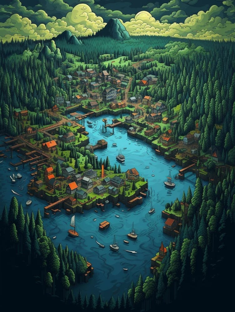 Gig Harbor Washington Retro Pop Art 7