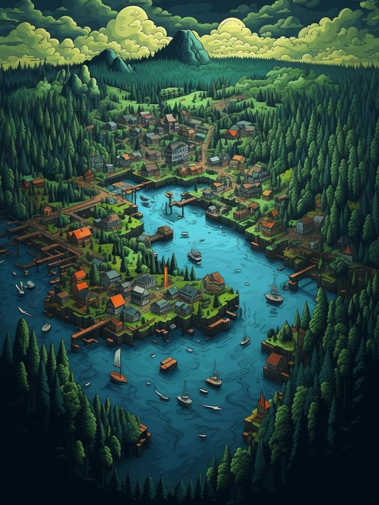 Gig Harbor Washington Retro Pop Art 7