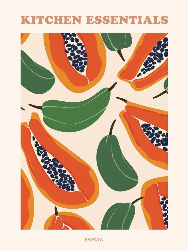 Papaya Pattern Illustration Poster 3