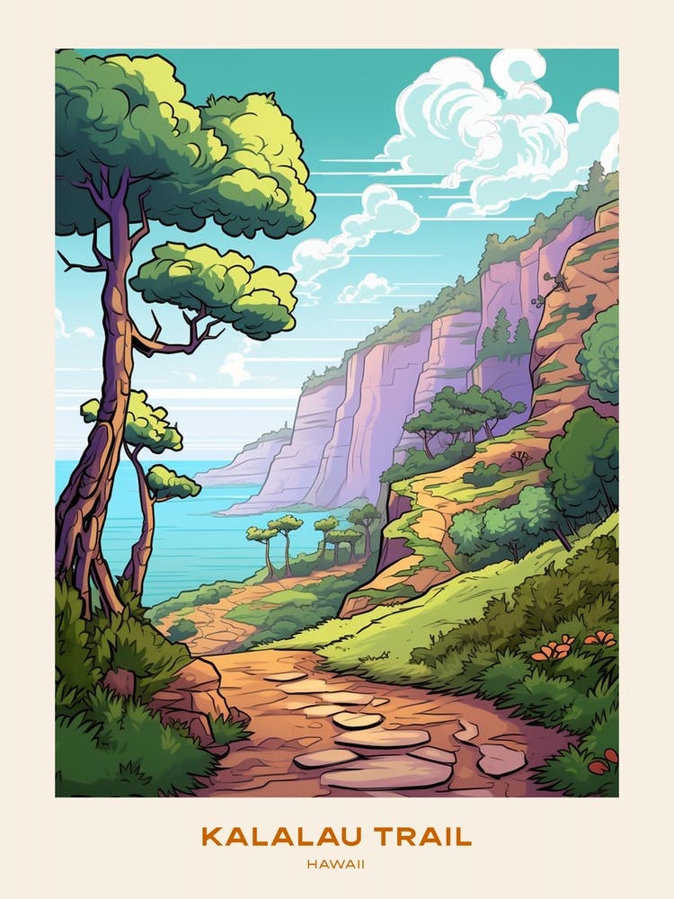 Kalalau Trail Hawaii 1 Hike Poster