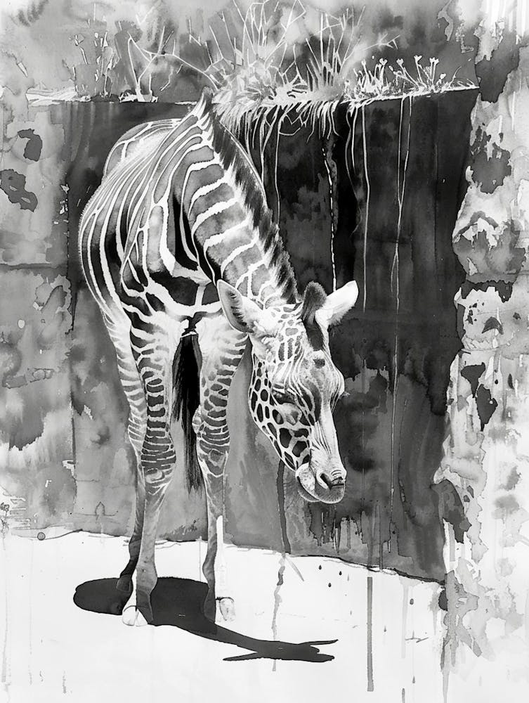 Zoo Austin Texas Black And White Watercolour 1