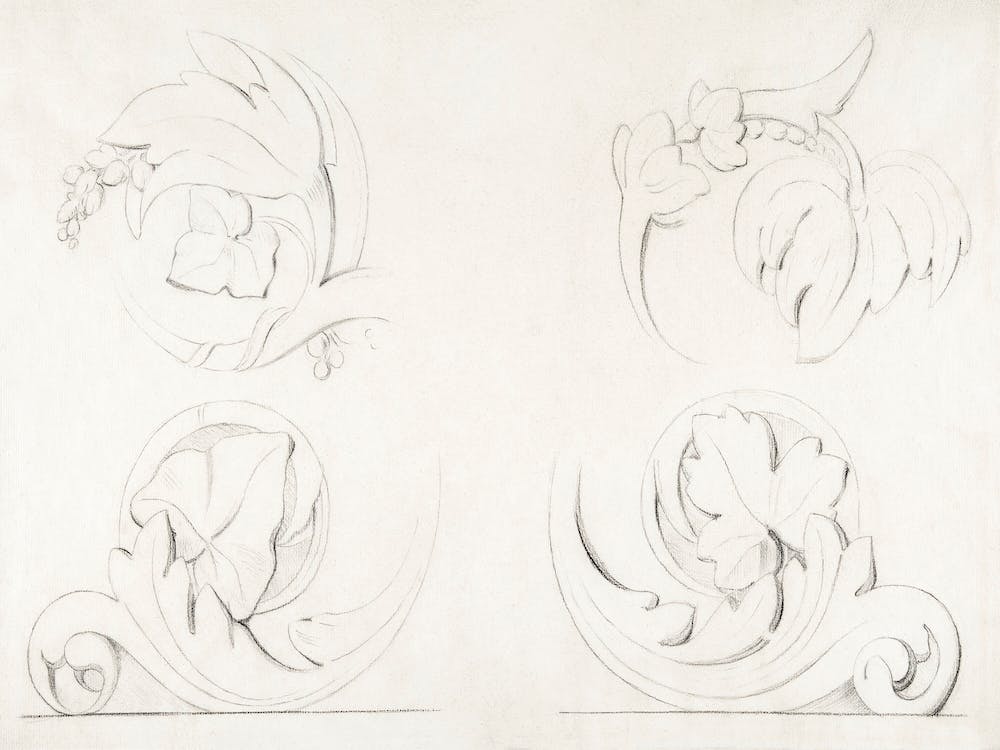 Architectural Motifs Four Rinceaux, Georges Seurat