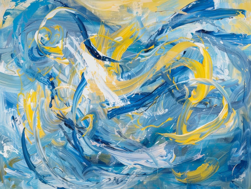 Blue And Yellow Abstract Painting 3