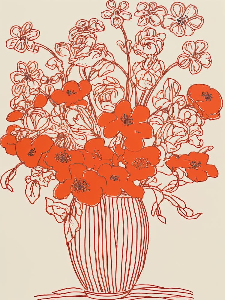 Floral Still Life Sketch Line Art 23