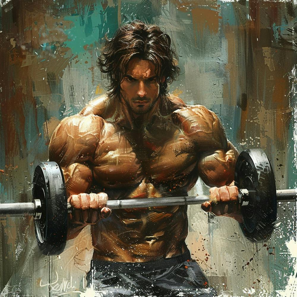 Muscular Man With Barbell