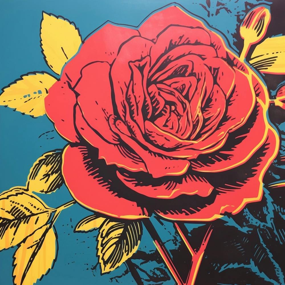 Rose 3 Pop Art Illustration Square