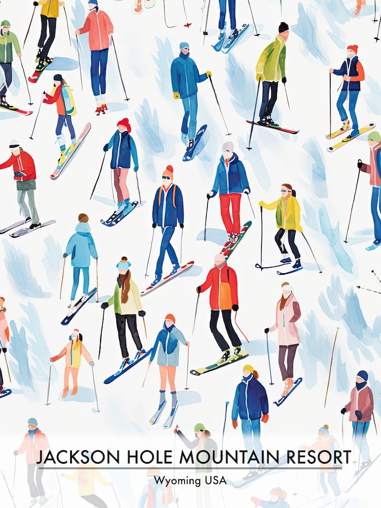 Jackson Hole Mountain Resort   Wyoming Usa, Ski Resort Poster Illustration 2