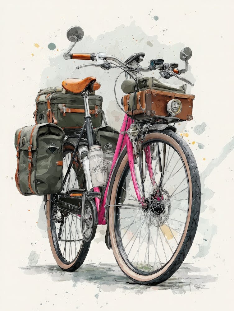 Aihrgdesign Isolated Watercolor Painting Of Vintage Bicycles 13