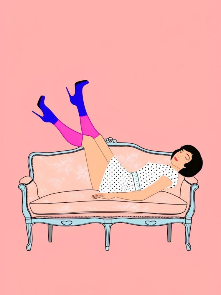 Girl Laying On A Couch 1