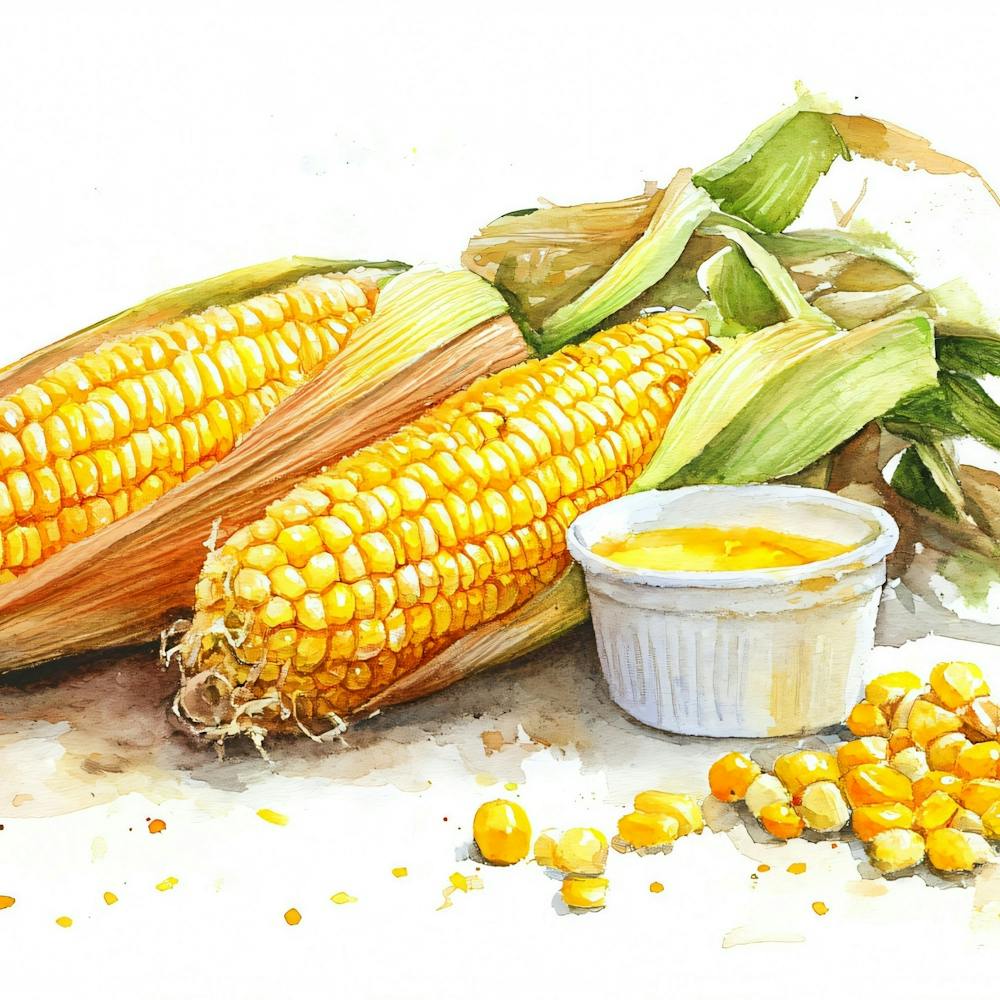 Watercolor Illustration Of Corn