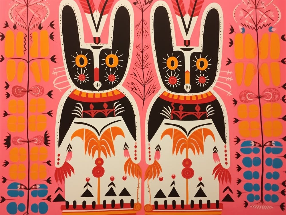 Arctic Hare 3 Folk Style Animal Illustration