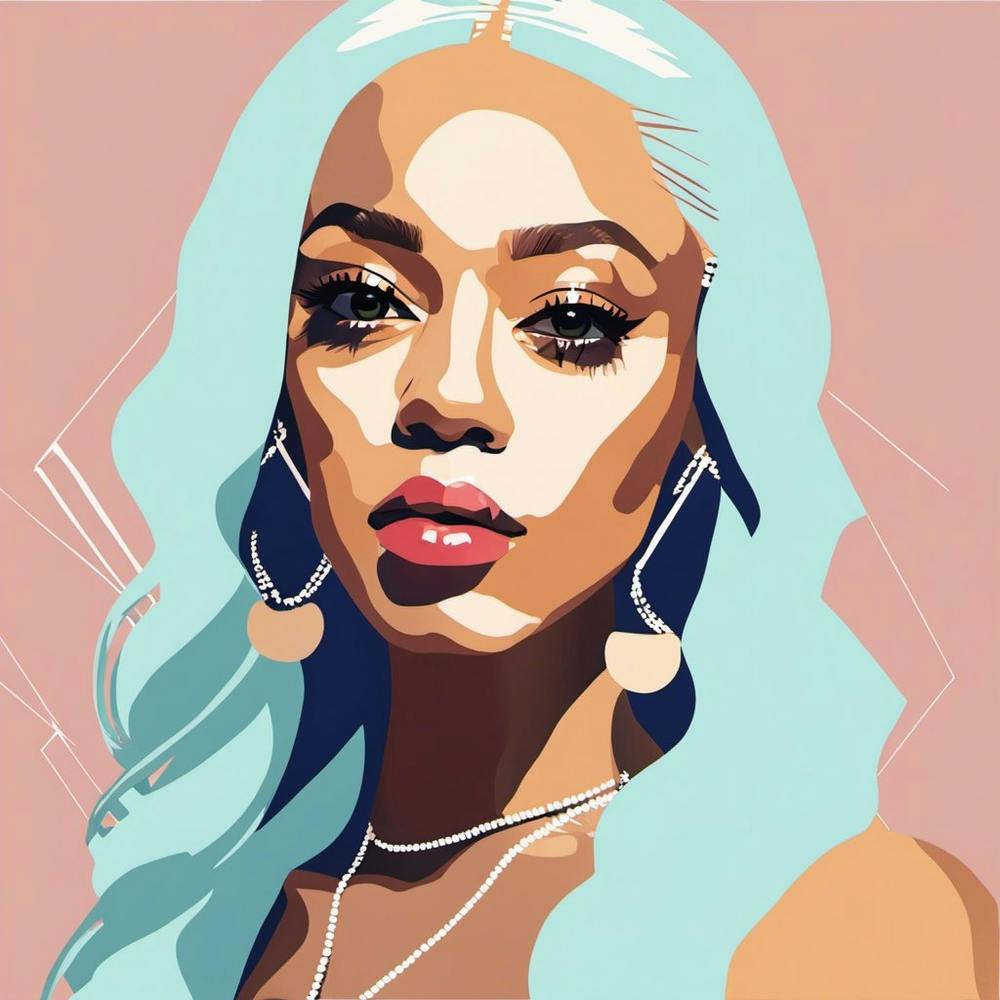 Portrait Of A Woman With Blue Hair