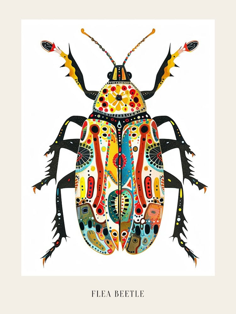 Colourful Insect Illustration Flea Beetle 10 Poster
