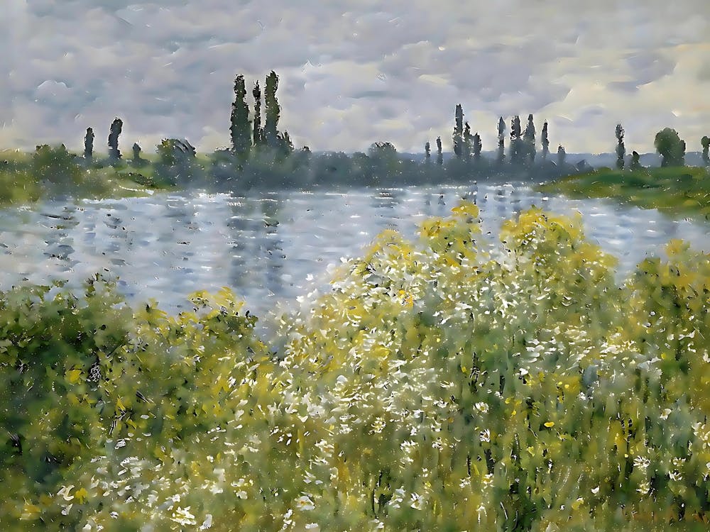 Tranquil Riverbank – Impressionist Landscape