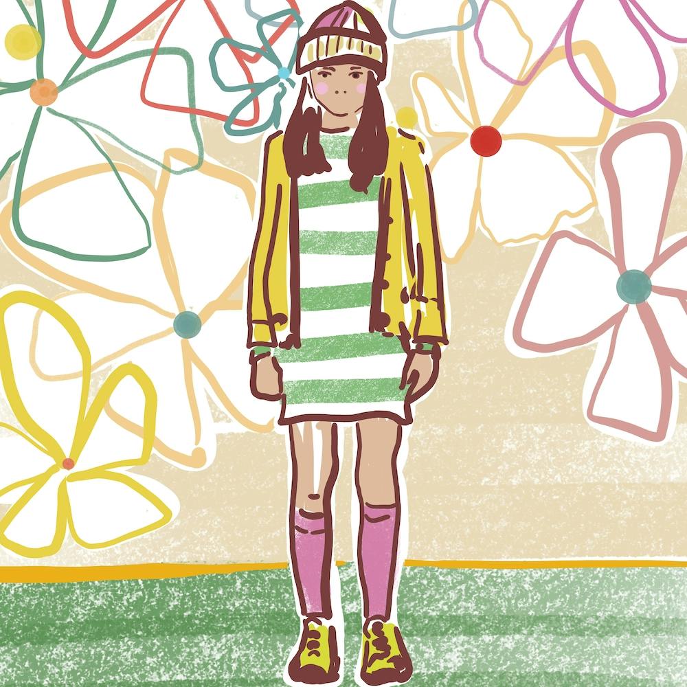 Girl With Flowers square