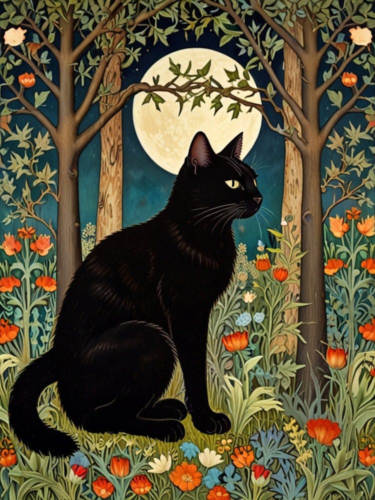 William Morris Black Cat In The Forest 14