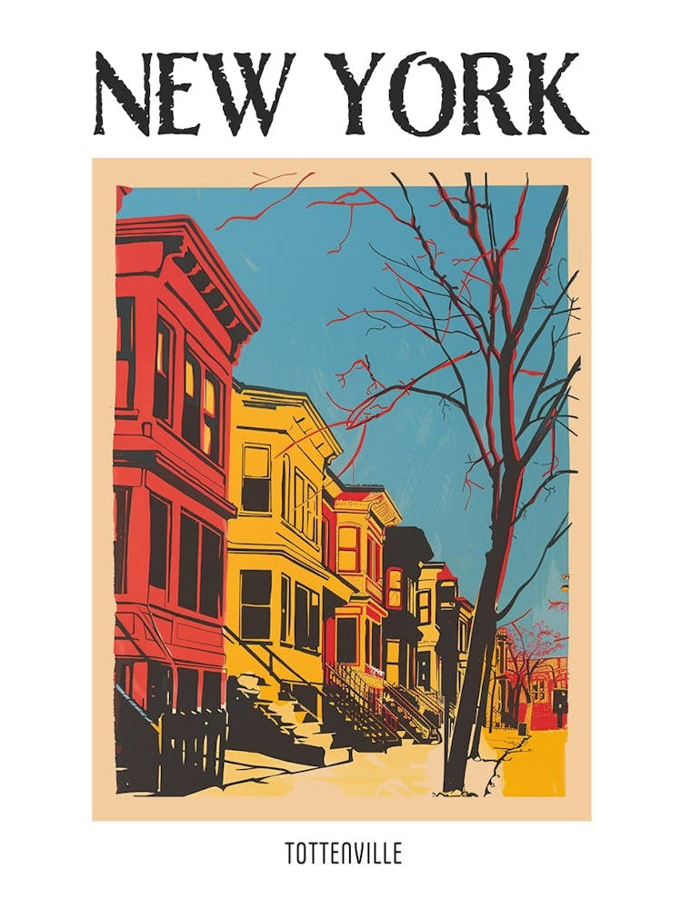 Tottenville New York Colourful Silkscreen Illustration 1 Poster